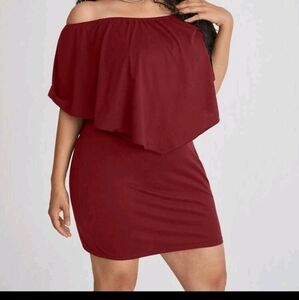 Off the Shoulder burgundy mini dress, never worn.